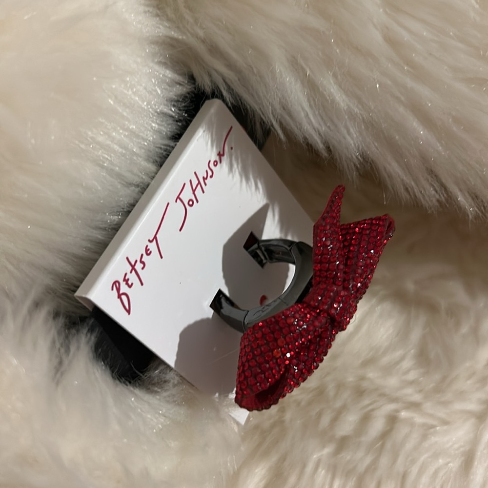 ‼️❌FINAL PRICE DROP❌‼️Betsey Johnson Adjustable RED Sparkle Bow Ring LAST ONE! - Picture 7 of 9